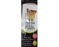Set Pincel x6 plano angular abanico delineador para arte y manua