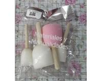 Set Pomas espuma con cabo de madera o Cepillo para Ponceado x4z