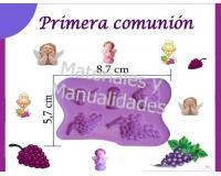 Molde silicona primera comunión racimo uvas caliz ángel