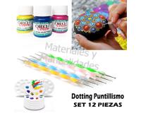 Set 12 herramientas para dotting puntillismo con pintura acrilic