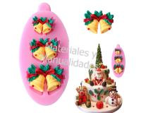 Molde silicona campanas de navidad para fondant pasta fria