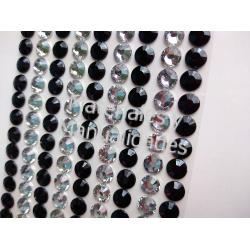 Adornos Brillantes acrílicos Plata y Negro 6mm Adhesivos Decorat 1