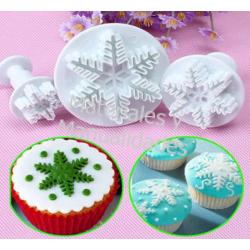 Molde para fondant cortador plástico copo de nieve para muffins 1