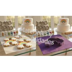 Cortador de Galletas arcoiris nube en acero para pasta fondant y 2