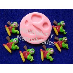 Molde Silicona Manzana Lápiz Gusanito Escolar merienda Colegial 2