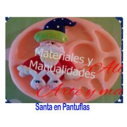 Molde En silicona santa en pantuflas papa Noel navidad