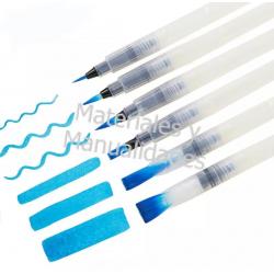 Set Pincel Recargable de tinta Redondo y plano x6 pz 1