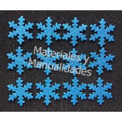 Set Apliques copo de nieve azul 3.5 navidad para decoración 12pz 1