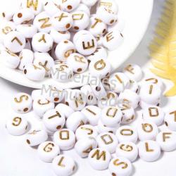 Pasador acrílico de letras alfabeto doradas para pulseras 20gr 1