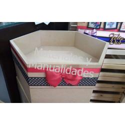 Frutero hexagonal en crudo madera MDF de 26x8cm para decorar 2