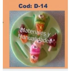 Molde mini helados barquillo para Pasta moldeable 1