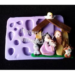 Molde en Silicona pesebre con casita recuerdos de nacimiento 1