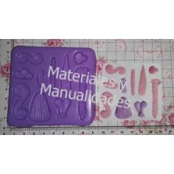 Molde silicona peinados N.2 cabello de muñecas pasta flexible 1