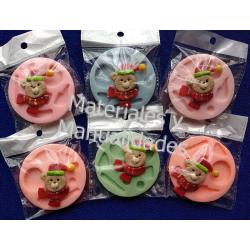 Molde en Silicona Cara de Oso Navideño para fondant tortas cupca 2