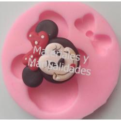 Molde silicona Cara de Mickey y Minnie para llaveros en pasta fr 1