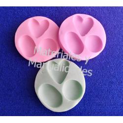 Molde silicona Gemas de corazón circulo ovalo x3 para resina epo 1