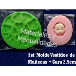 Molde en silicona vestidos de muñeca y cara 2.5cm para porcelani 1