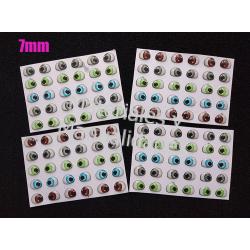 Ojos adhesivos resinados 7mm para muñeco en fomy goma eva pasta 1
