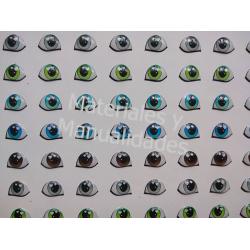 Ojos adhesivos 3d multicolor 6mm para muñecos tela pasta eva 25p 1