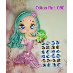 Ojos adhesivos ref.80 de 5mm de relieve 3d sticker 15pz 1