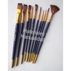 Set pinceles surtidos plano redondo abanico angular delineador P 2