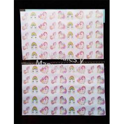 Sticker adhesivo arcoiris unicornio Aplique Pines 6pz 2