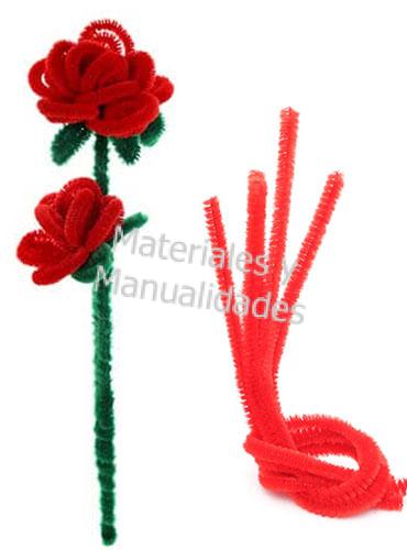 LimpiaPipas Chelines gamuzados Rojo flores con limpiapipas