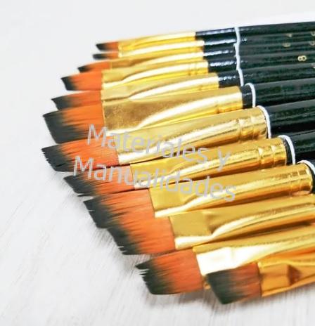 Pincel sintetico punta quemada para artes y manualidades 12pz