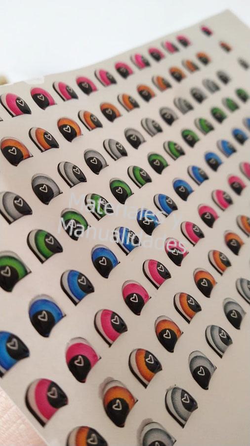 Ojos Adhesivos Grandes Diseños Surtidos Resinados de alto reliev