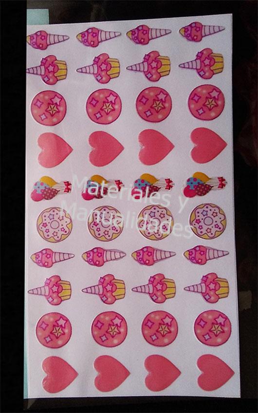 Sticker adhesivos decorativos de corazón donna muffin unicornio helado pines Resinados