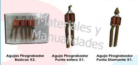 Agujas para pirograbador surtidas punta diamante