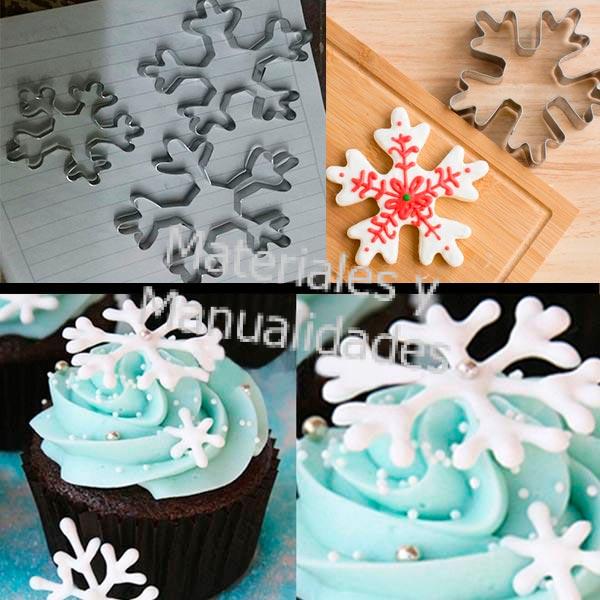Utensilios de repostería PERFETSELL 6 Pcs Moldes Copos de Nieve Fondant Cortadores para Fondant Cortador de Moldes Copos de Nieve Frozen con 3 Tamaños Copo de para Fondant de