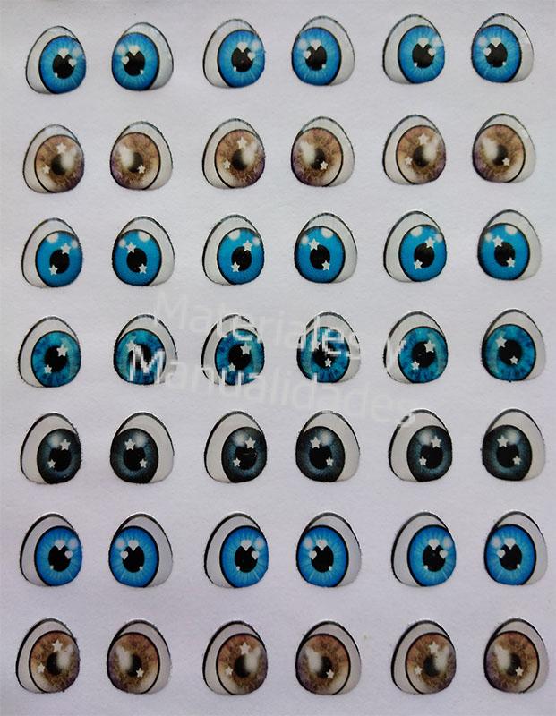 Ojos adhesivos destellante 1cm sticker para toppers muñecos 15pz