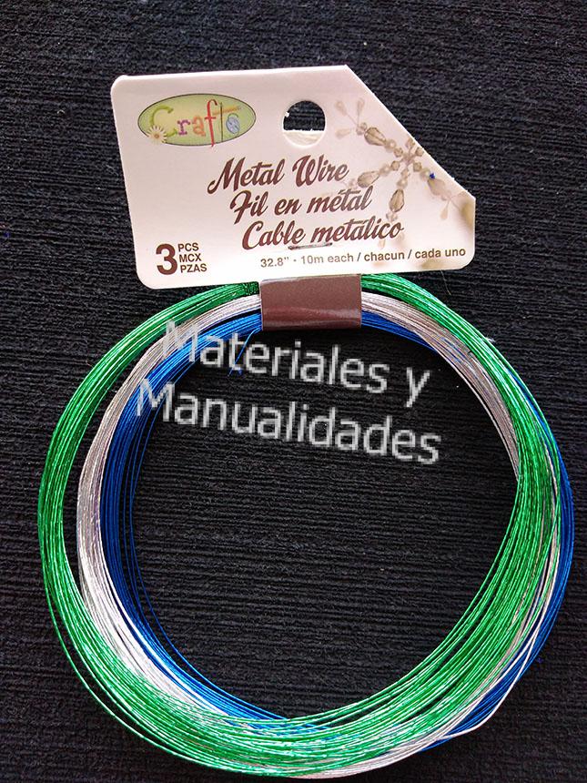 Alambre MoldeablePlata azul y verde Para Bisutería 