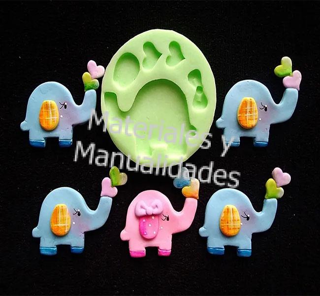 Molde en silicona elefante completo para decorar fondant pasta flexible 