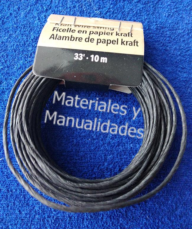 Alambre de Papel kraft tono Negro Maleable 10mts para bisuter a
