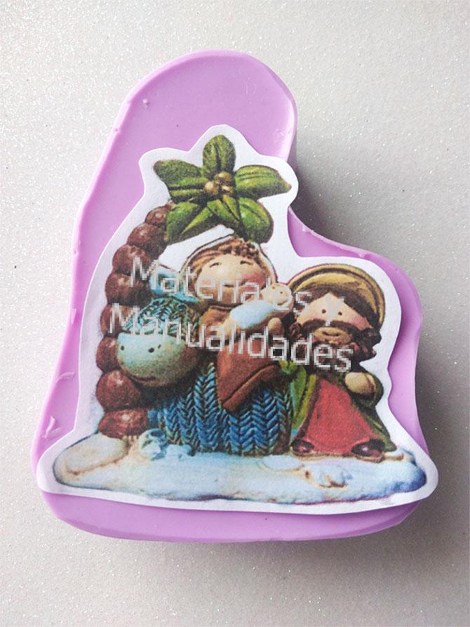 Molde Silicona Palmera con Pesebre Sagrada Familia Jesús Maria y José Nacimiento