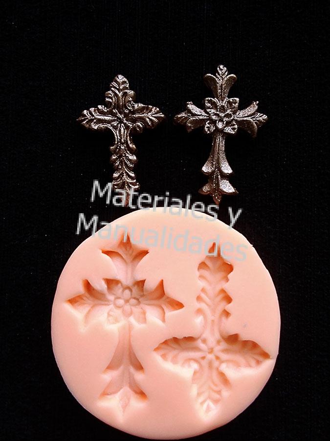 Molde en silicona Cruz x 2 medidas para decorar  manualidades en pasta fría porcelanicrón fimo