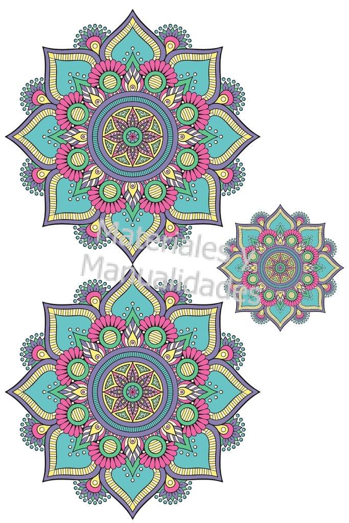 flores mandalas arte india Lámina adhesivos para manualidad 