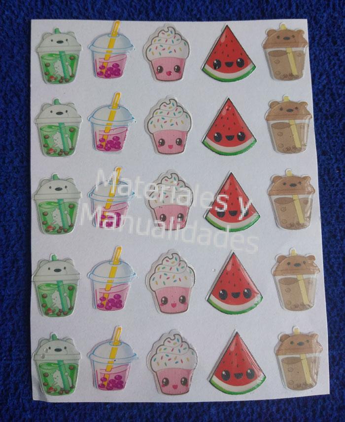 Sticker adhesivos helados postres paleta de agua 