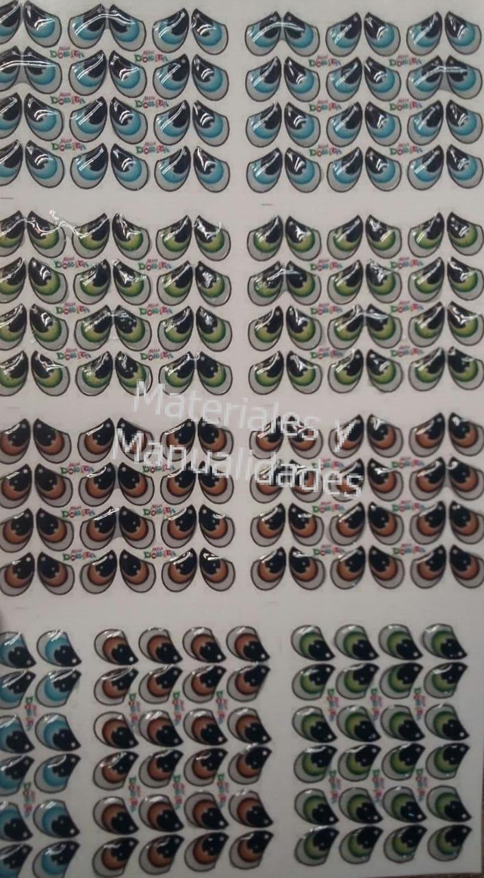 Ojos Adhesivos Resinados 3d Pegatina Stiker Para Muñecos Y Manualidades