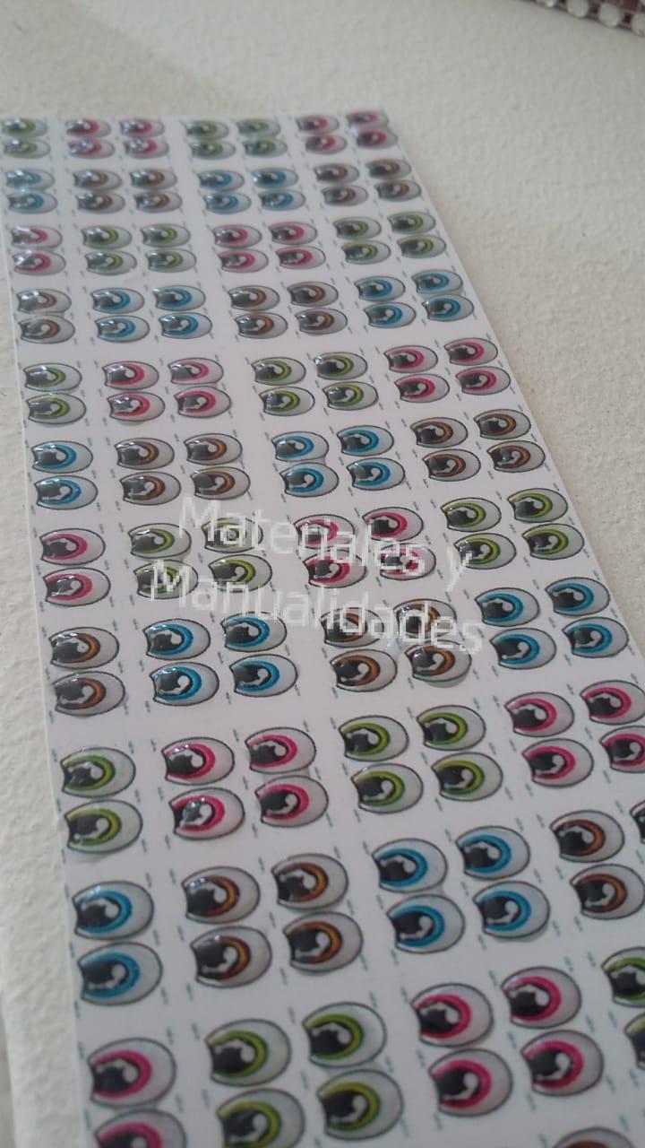 Ojos Adhesivos Resinados 3d Pegatina Stiker Para Muñecos Y Manualidades