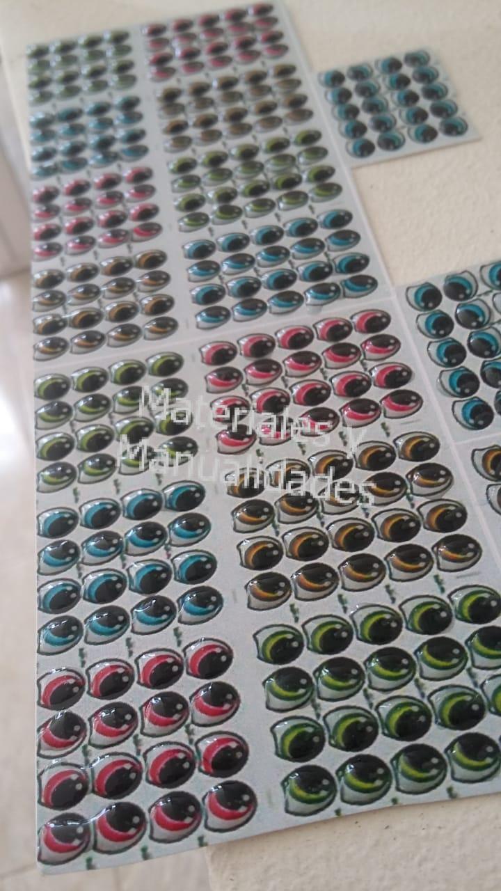 Ojos 3d Adhesivos Resinados 3d Pegatina Stiker Para Muñecos Y Manualidades