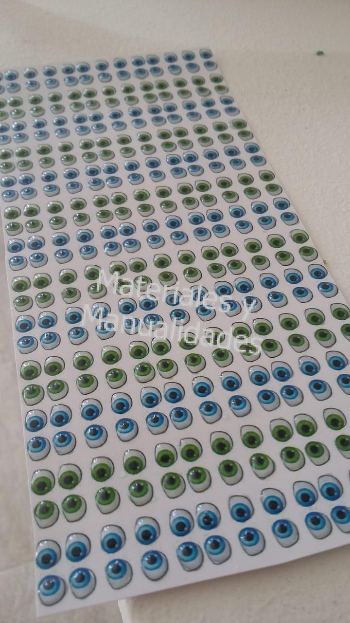 Ojos Adhesivos Resinados 3d Pegatina Stiker Para Muñecos Y Manualidades