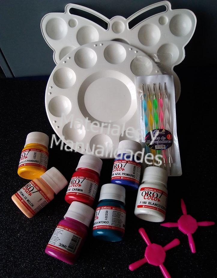 Kit herramientas y materiales para pintar con dotting puntillimo pinturas acrilicas  