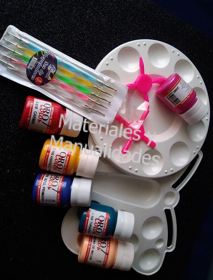 Kit herramientas y para pintar con dotting puntillimo pinturas acrilicas  