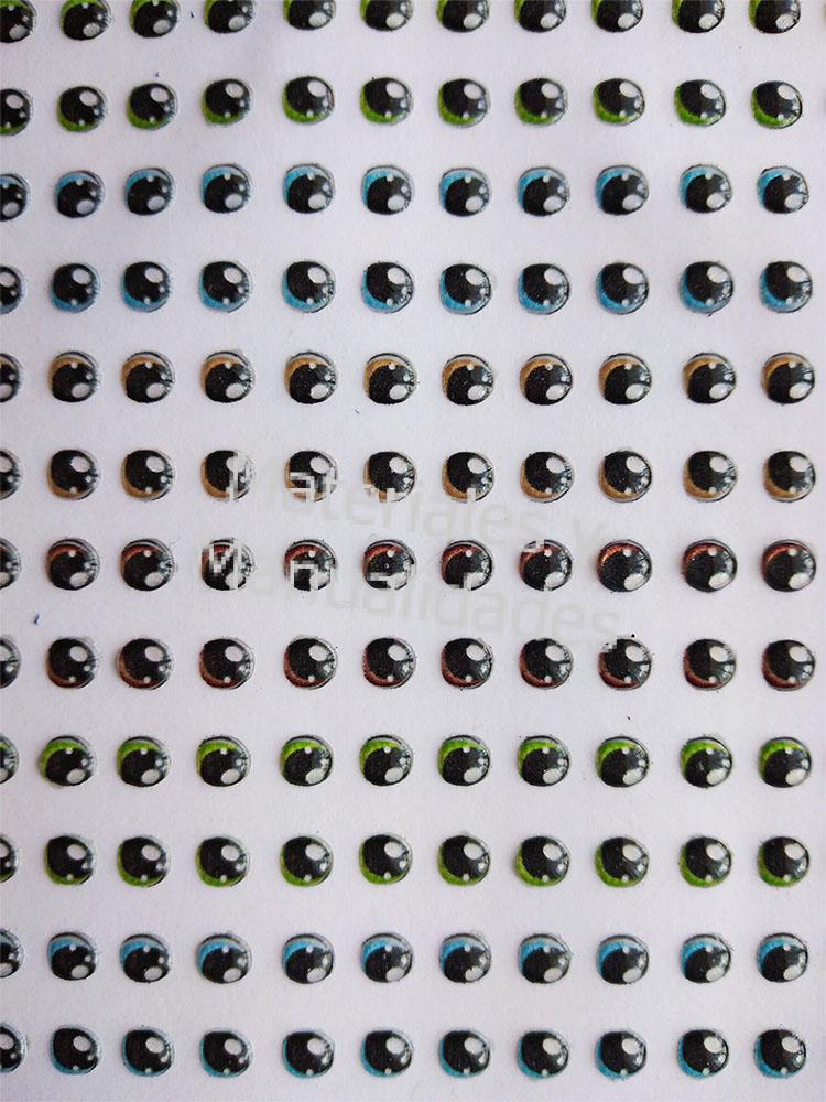Ojos adhesivos 4mm para toppers y muñecos en foamy tela y porcel