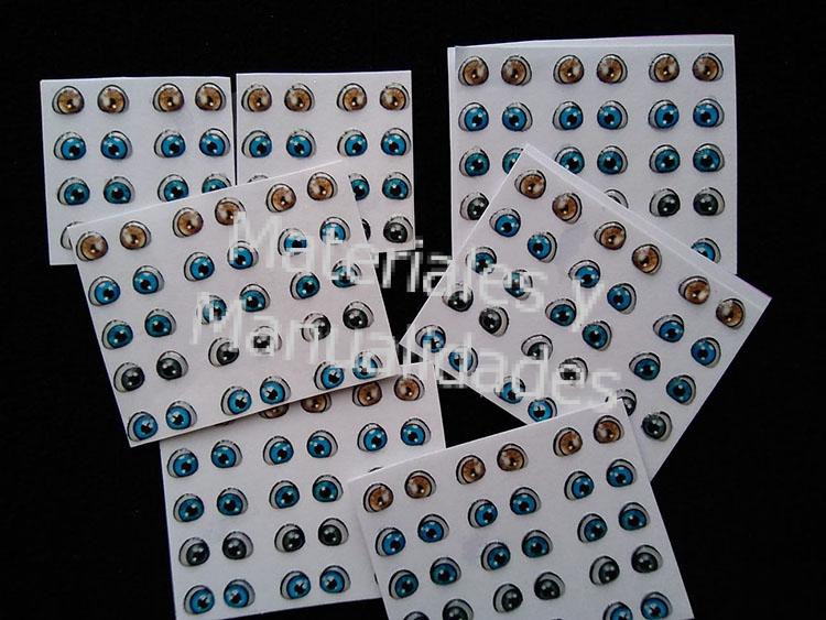 Ojos adhesivos destellantes de 5mm sticker para toppers y muñecos