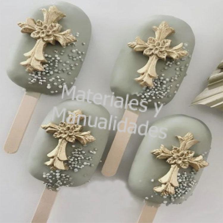 Molde en silicona Cruz x Dos medidas para decorar con fondant y manualidades en pasta fría porcelanicrón