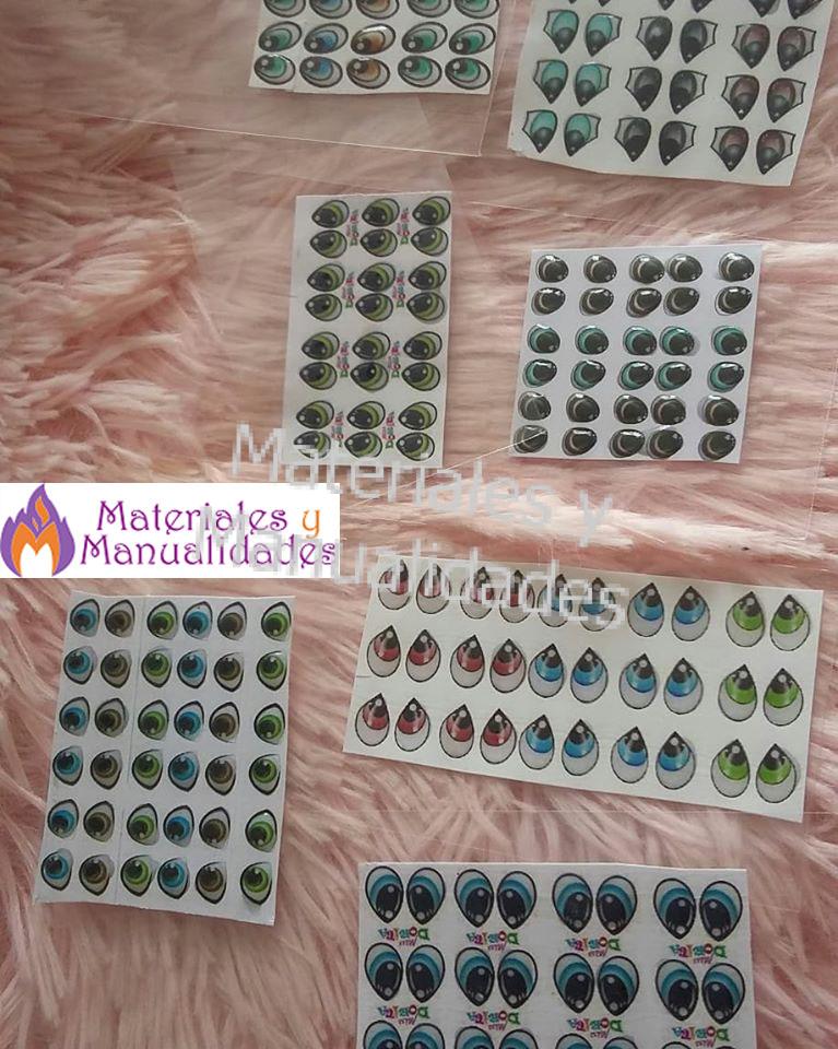 Ojos 3d adhesivos para muñecos en porcelana fría pasta de goma eva